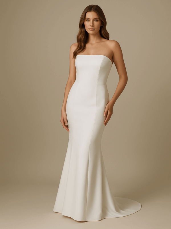 Jane wedding dress front view without detachable cape train, Laurel&Lace bridals