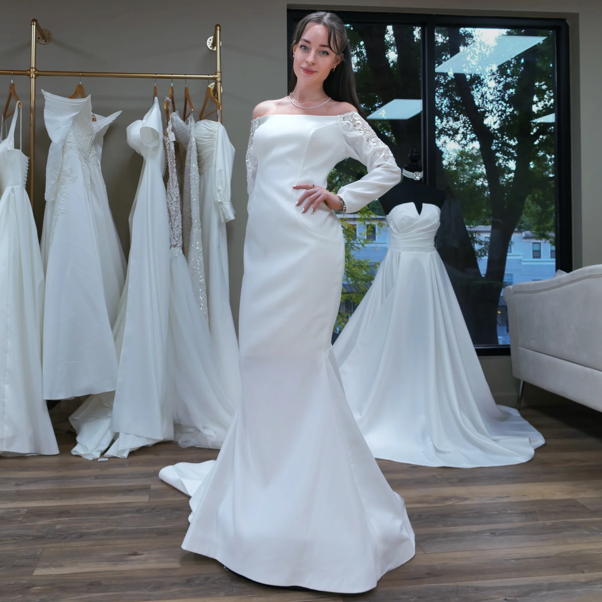 Eloise off-shoulder satin mermaid