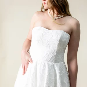 Marley strapless floral embroidered wedding dress front view