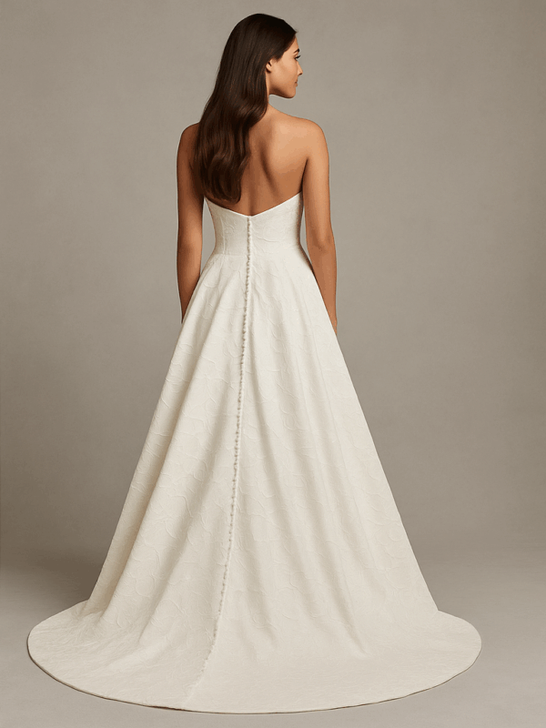 Bronwen wedding dress back view with chapel train