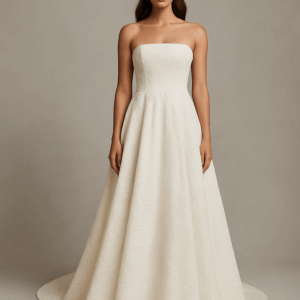 Bronwen strapless floral embroidered wedding dress front view