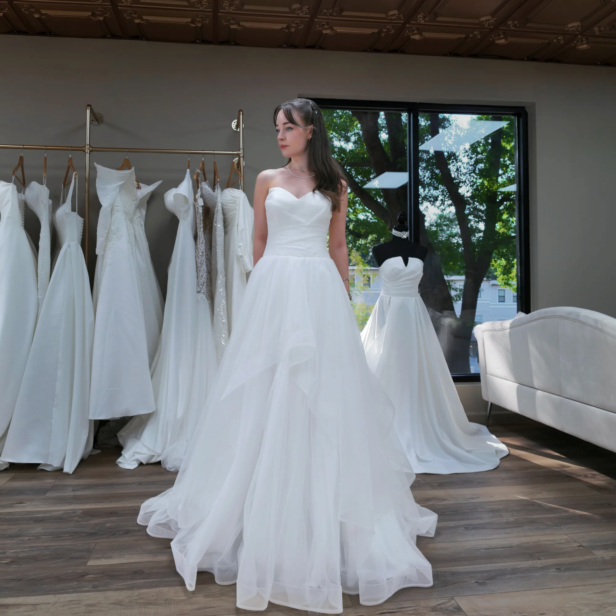 Isla strapless wedding gown – full-length front view