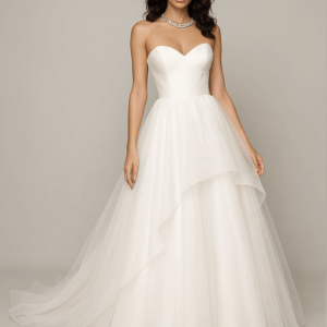 Isla strapless sweetheart ball gown wedding dress with layered tulle skirt – front view