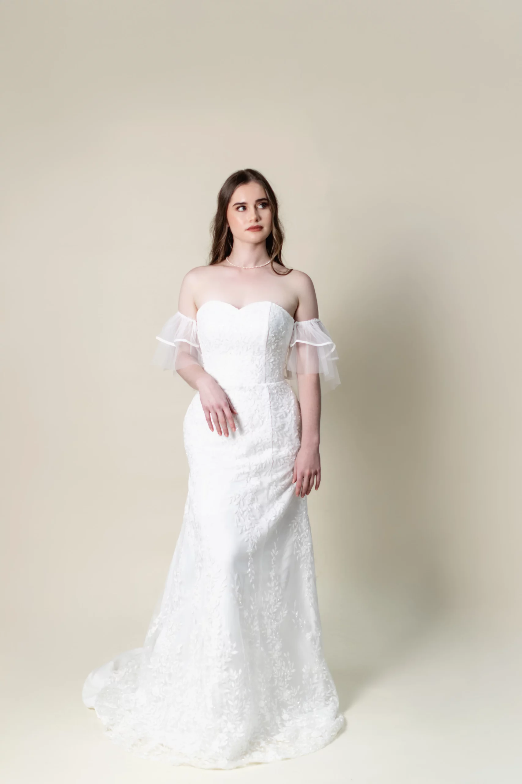 Sydney strapless sweetheart lace wedding dress front view