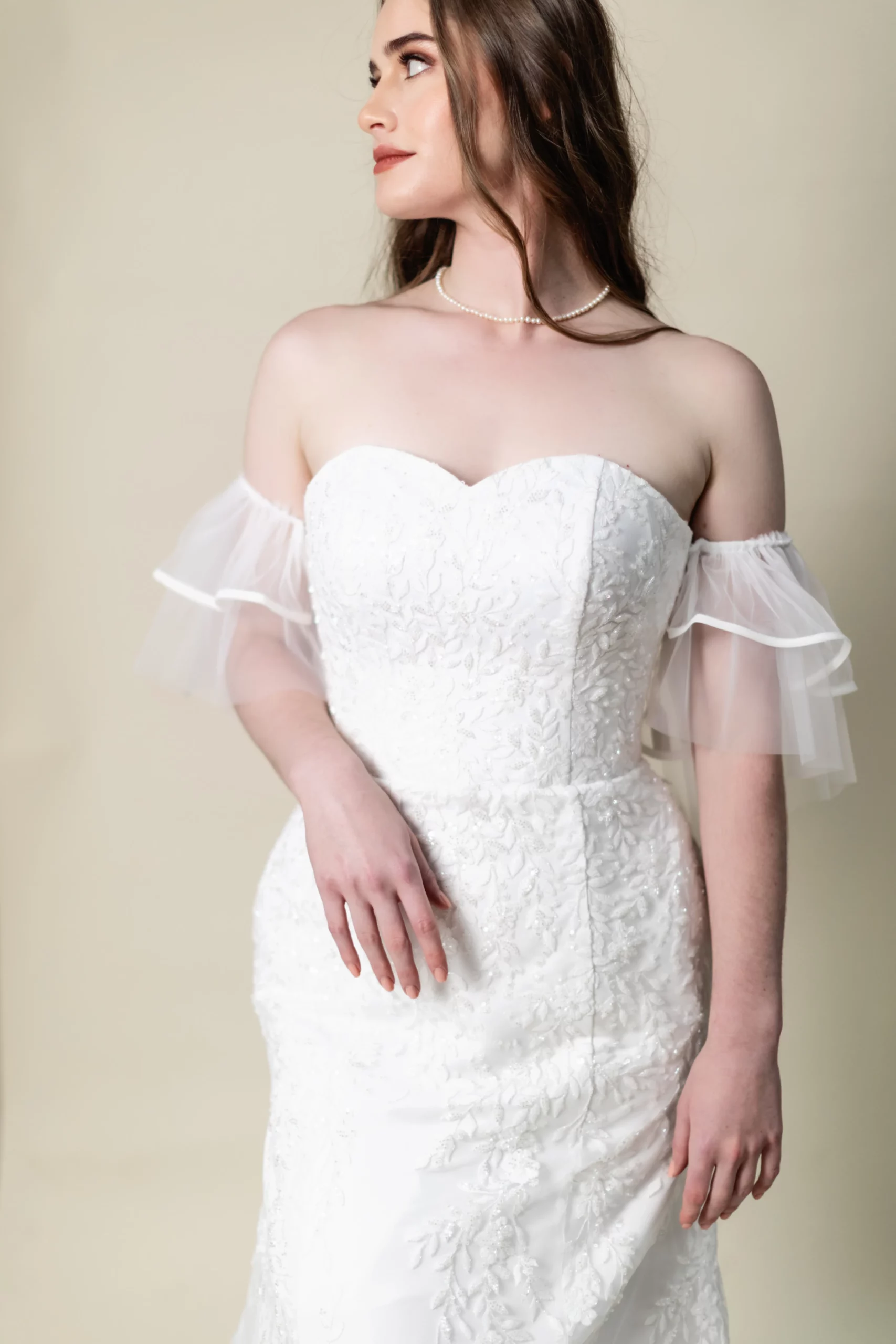 Sydney strapless sweetheart lace wedding dress front view