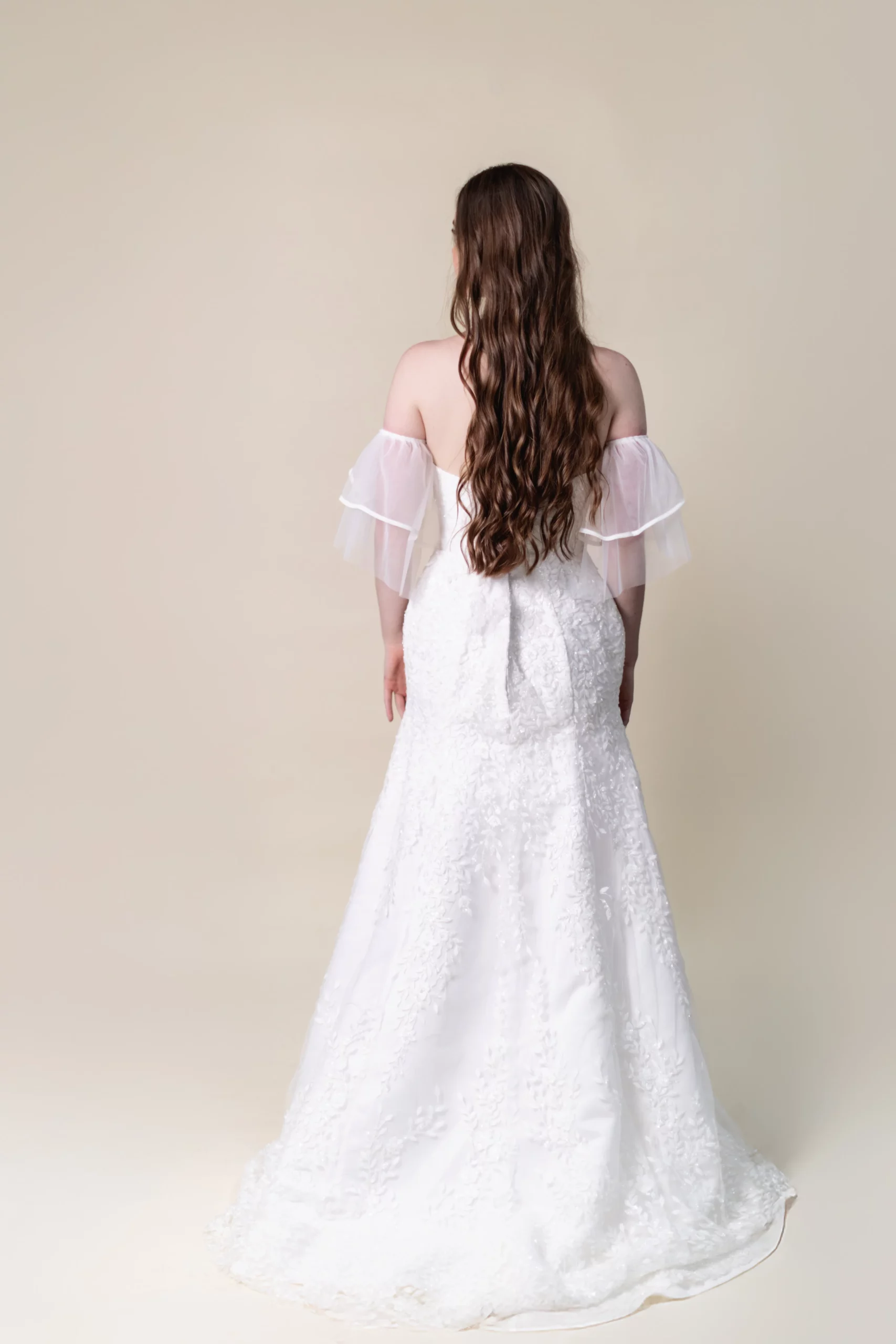 Sydney strapless sweetheart lace wedding dress back view