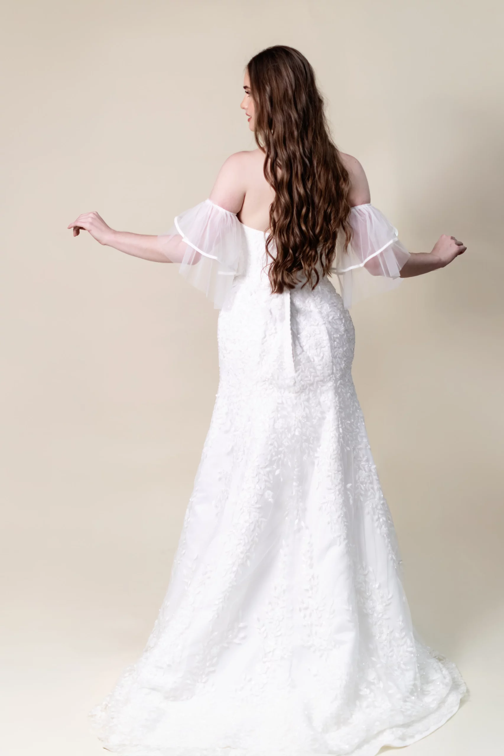 Sydney strapless sweetheart lace wedding dress back view