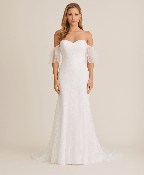 Sydney strapless sweetheart lace wedding dress front view