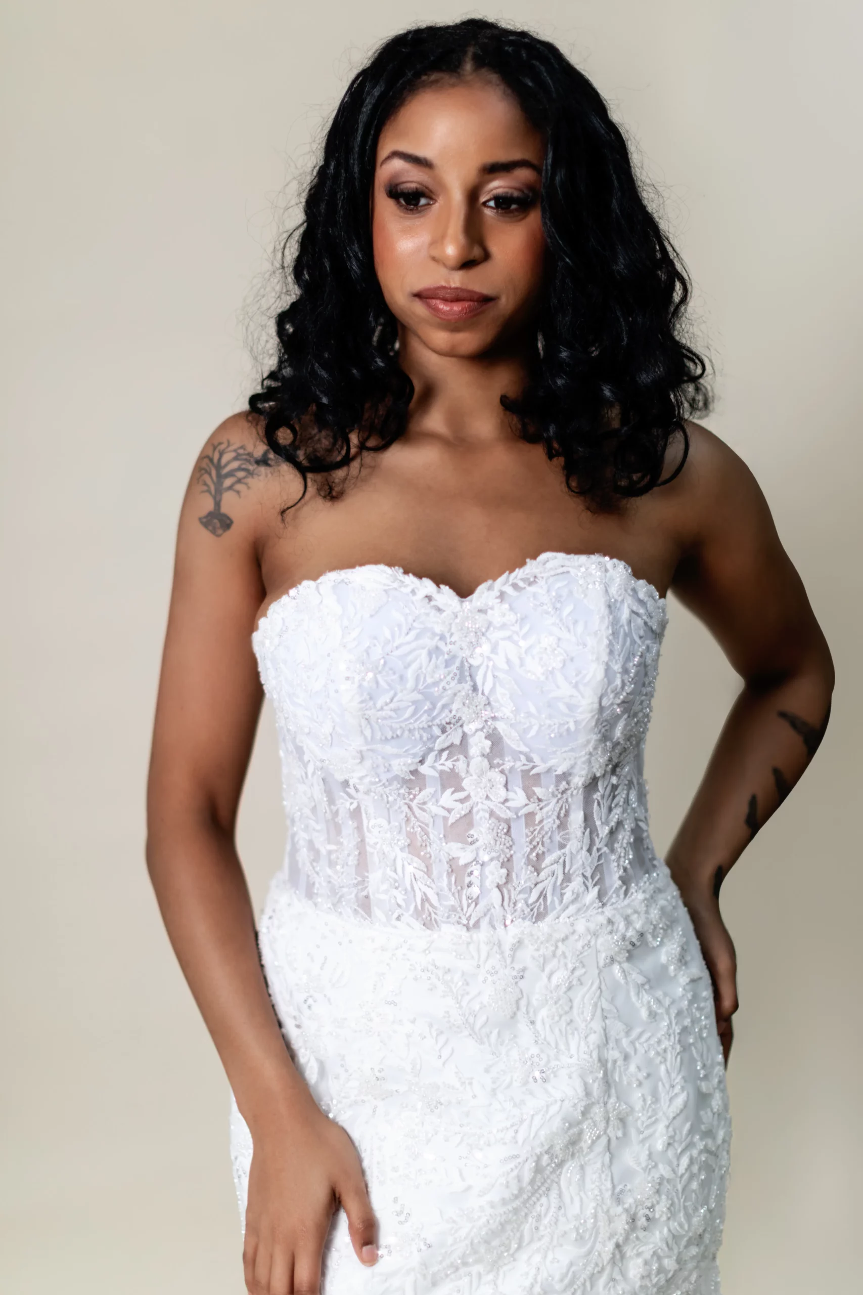 Lindsay mermaid wedding dress front view, Laurel&Lace Bridals