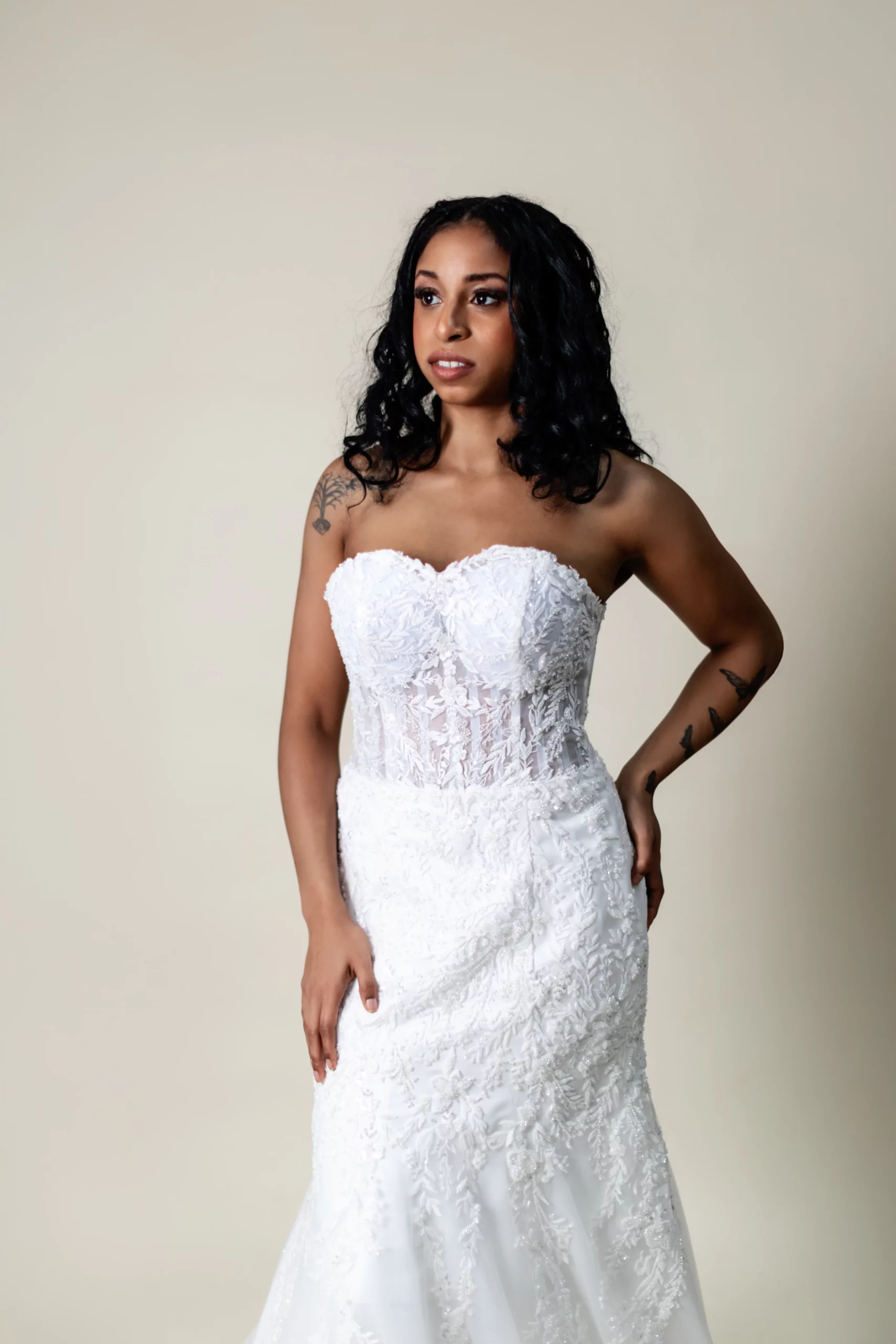 Lindsay mermaid wedding dress front view, Laurel&Lace Bridals