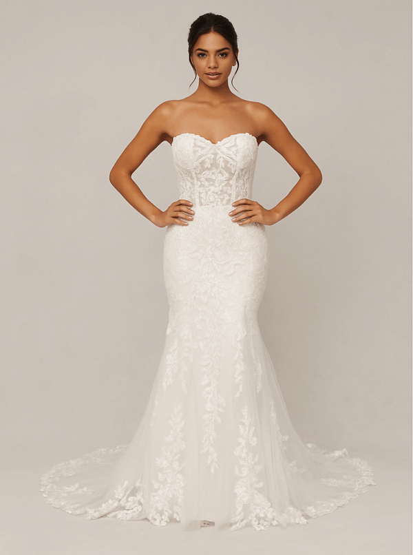 Lindsay mermaid wedding dress front view, Laurel&Lace Bridals