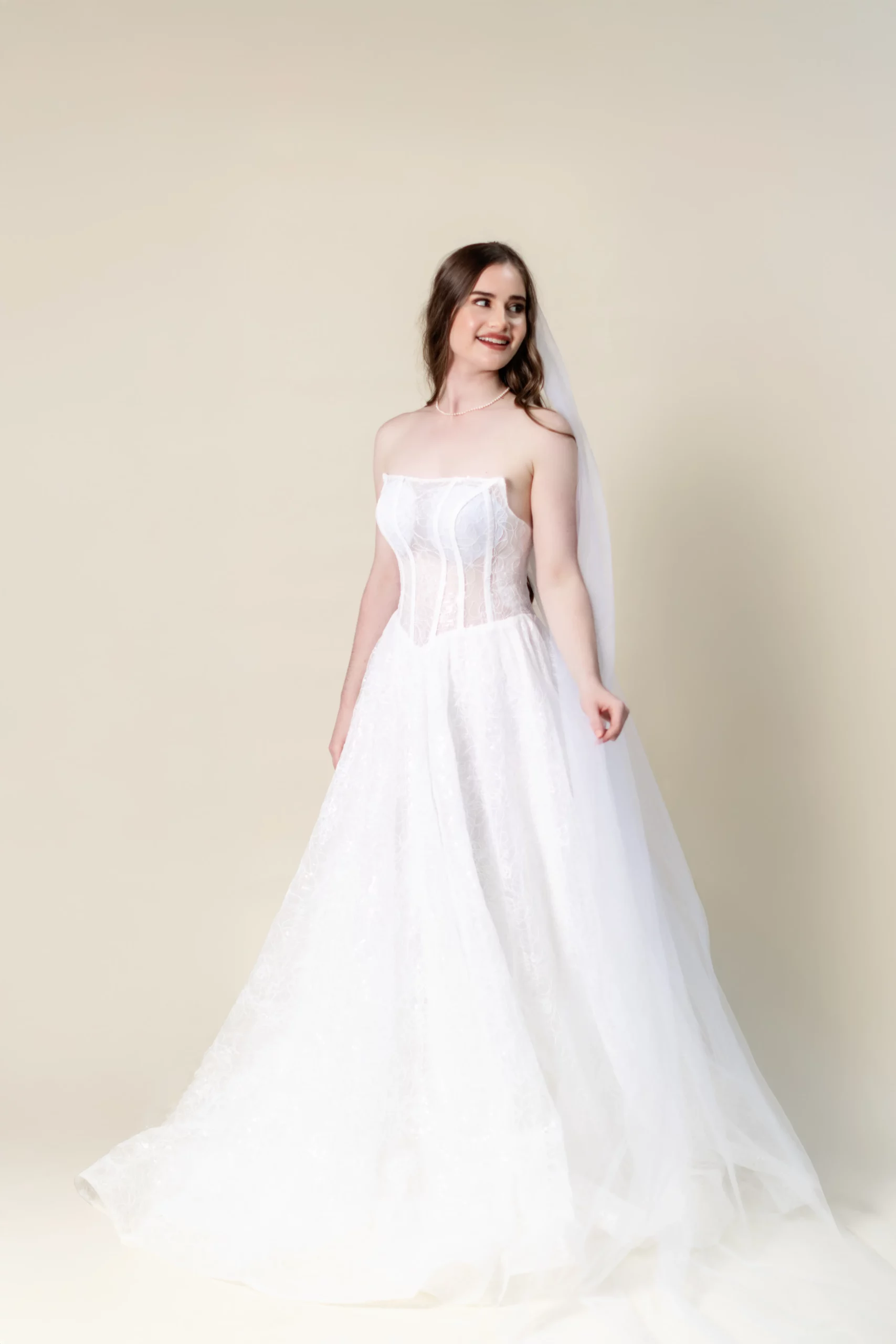 Arabella strapless lace ball gown wedding dress – front view