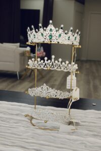 Luxury bridal boutique interior featuring 4 crowns at Laurel & Lace in Atlanta