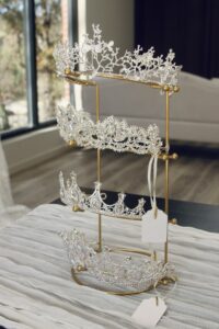 Luxury bridal boutique interior featuring 4 crowns at Laurel & Lace in Atlanta